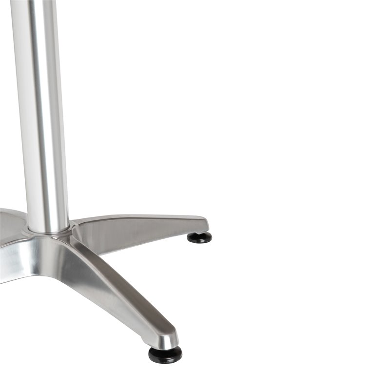 Flash Furniture Round Aluminum Bar Height Table with Cross Base in Silver
