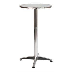 Flash Furniture Round Aluminum Bar Height Table with Cross Base in Silver