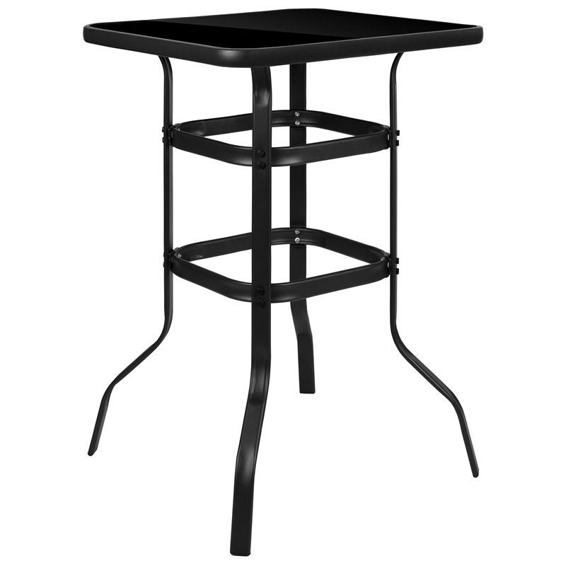 Flash Furniture 3 Piece All-Weather Glass Outdoor Bar Height Set in Gray