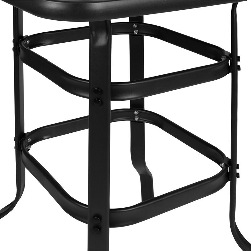 Flash Furniture 3 Piece All-Weather Glass Outdoor Bar Height Set in Gray
