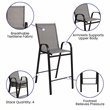 Flash Furniture 3 Piece All-Weather Glass Outdoor Bar Height Set in Gray