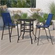Flash Furniture 3 Piece All-Weather Plastic Outdoor Bar Height Set in Navy