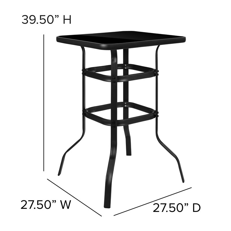 Flash Furniture 3 Piece All-Weather Plastic Outdoor Bar Height Set in Navy