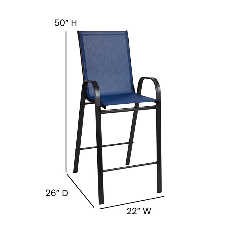 Flash Furniture 3 Piece All-Weather Plastic Outdoor Bar Height Set in Navy