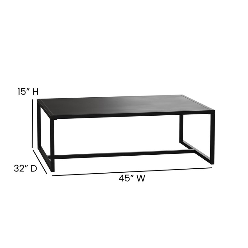 Flash Furniture All-Weather Commercial Grade Metal Patio Coffee Table in Black