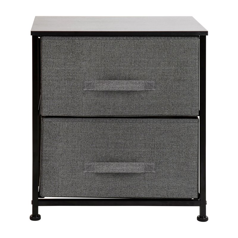 Flash Furniture 2 Drawer Fabric and Cast Iron Storage Stand in Black/Gray