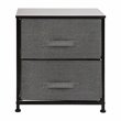 Flash Furniture 2 Drawer Fabric and Cast Iron Storage Stand in Black/Gray