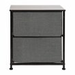 Flash Furniture 2 Drawer Fabric and Cast Iron Storage Stand in Black/Gray