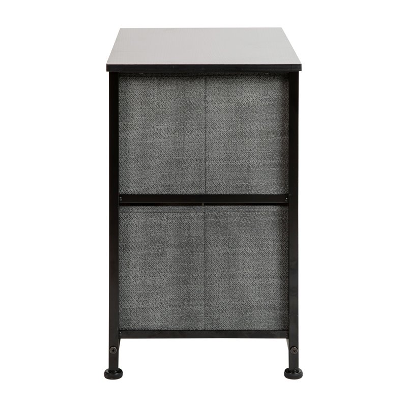 Flash Furniture 2 Drawer Fabric and Cast Iron Storage Stand in Black/Gray
