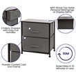 Flash Furniture 2 Drawer Fabric and Cast Iron Storage Stand in Black/Gray