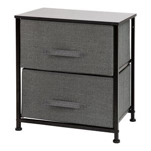 Flash Furniture 2 Drawer Fabric and Cast Iron Storage Stand in Black/Gray
