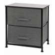 Flash Furniture 2 Drawer Fabric and Cast Iron Storage Stand in Black/Gray