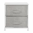 Flash Furniture 2 Drawer Fabric and Cast Iron Storage Stand in White/Gray