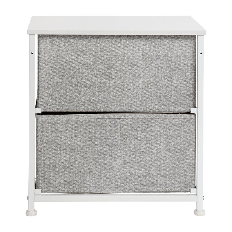 Flash Furniture 2 Drawer Fabric and Cast Iron Storage Stand in White/Gray