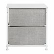 Flash Furniture 2 Drawer Fabric and Cast Iron Storage Stand in White/Gray