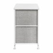 Flash Furniture 2 Drawer Fabric and Cast Iron Storage Stand in White/Gray