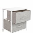 Flash Furniture 2 Drawer Fabric and Cast Iron Storage Stand in White/Gray