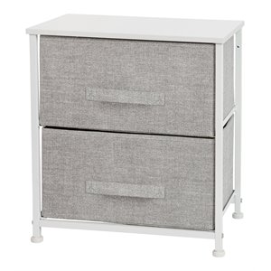 Flash Furniture 2 Drawer Fabric and Cast Iron Storage Stand in White/Gray