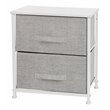 Flash Furniture 2 Drawer Fabric and Cast Iron Storage Stand in White/Gray