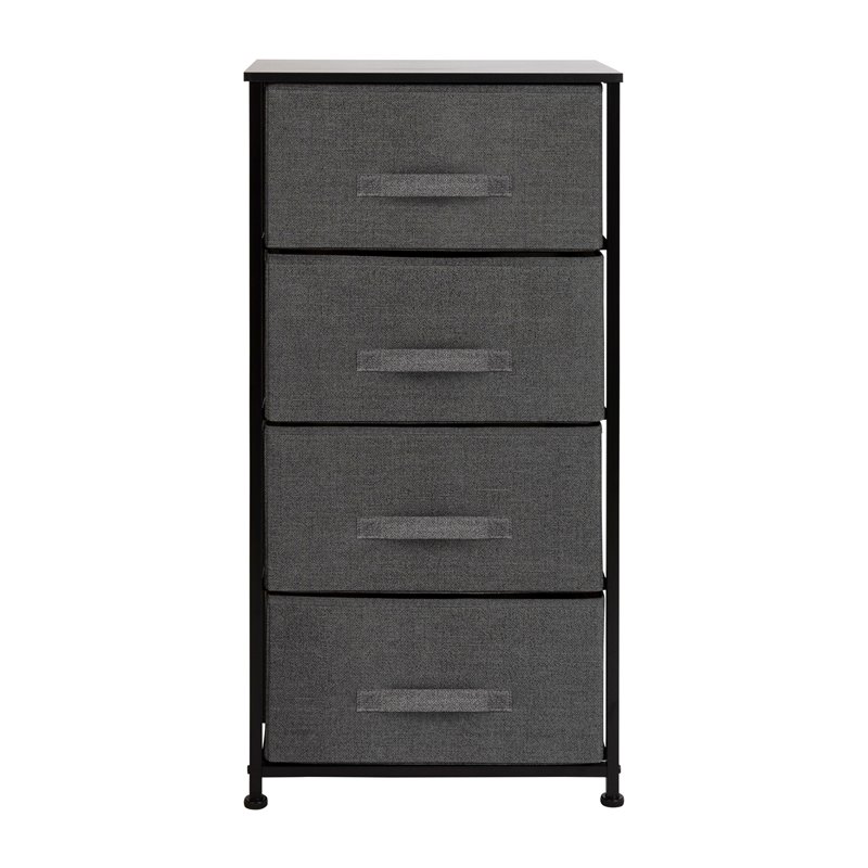 Flash Furniture 4 Drawer Cast Iron Vertical Storage Dresser in Black/Gray