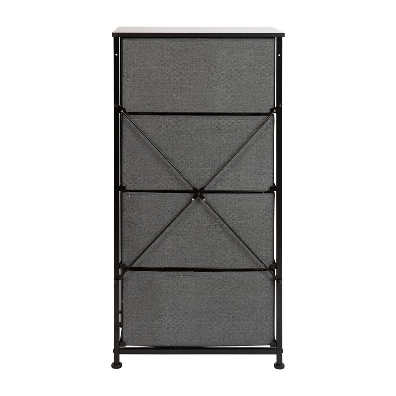 Flash Furniture 4 Drawer Cast Iron Vertical Storage Dresser in Black/Gray