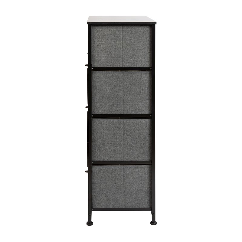 Flash Furniture 4 Drawer Cast Iron Vertical Storage Dresser in Black/Gray