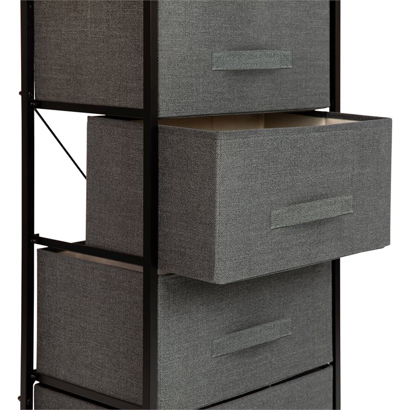 Flash Furniture 4 Drawer Cast Iron Vertical Storage Dresser in Black/Gray
