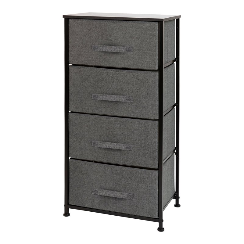 Flash Furniture 4 Drawer Cast Iron Vertical Storage Dresser in Black/Gray