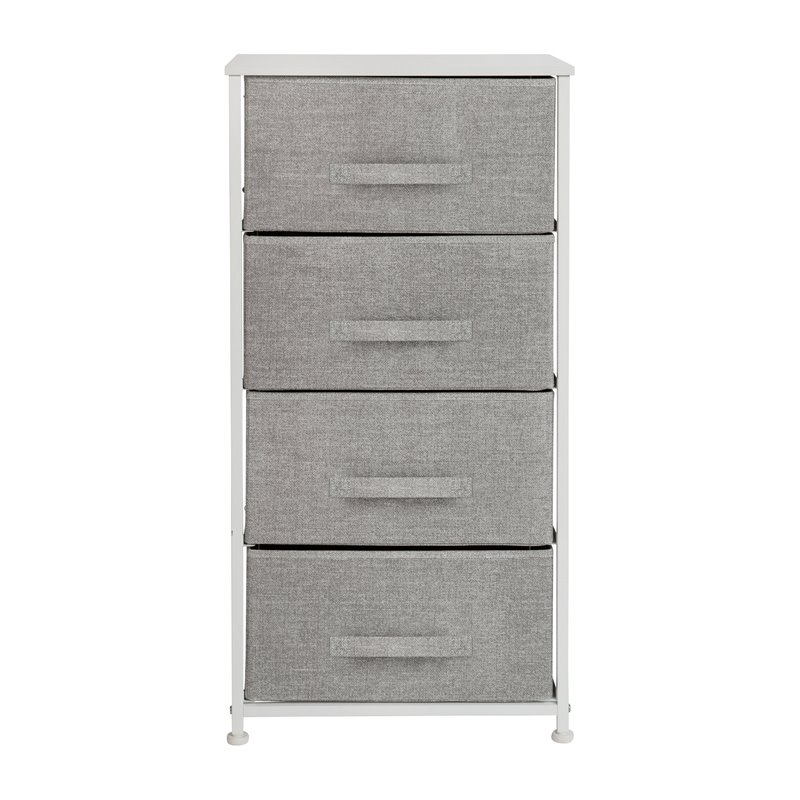 Flash Furniture 4 Drawer Cast Iron Vertical Storage Dresser in White/Gray