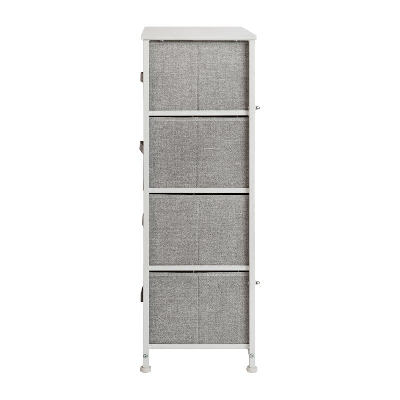 Flash Furniture 4 Drawer Cast Iron Vertical Storage Dresser in White/Gray