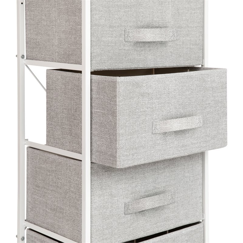 Flash Furniture 4 Drawer Cast Iron Vertical Storage Dresser in White/Gray