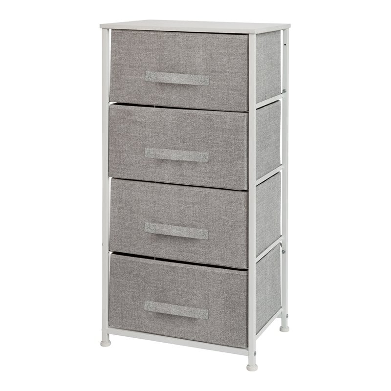 Flash Furniture 4 Drawer Cast Iron Vertical Storage Dresser in White/Gray