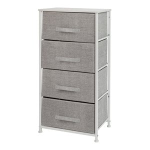 Flash Furniture 4 Drawer Cast Iron Vertical Storage Dresser in White/Gray