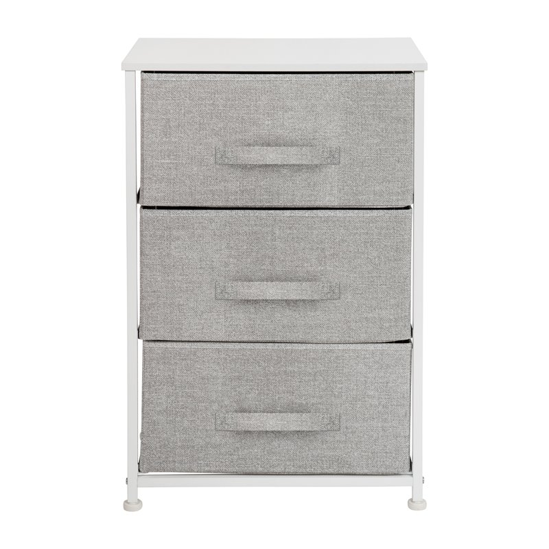 Flash Furniture 3 Drawer Fabric & Cast Iron Vertical Storage Dresser in White