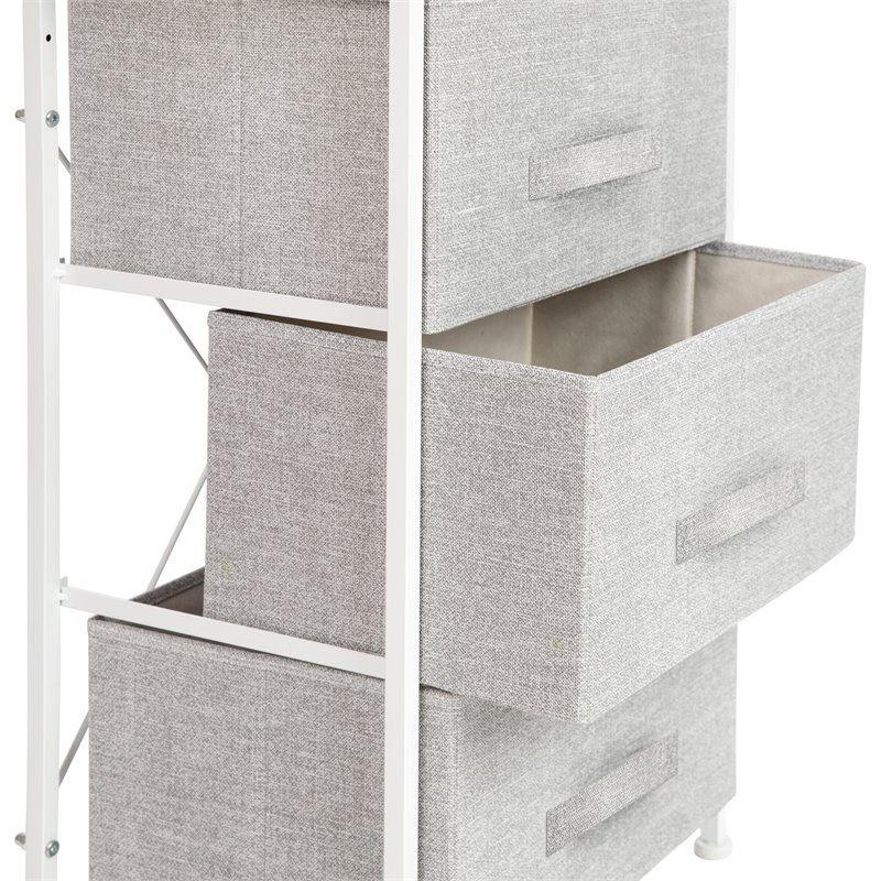 Flash Furniture 3 Drawer Fabric & Cast Iron Vertical Storage Dresser in White