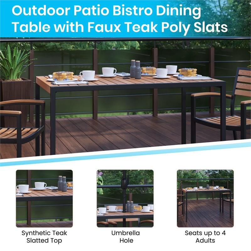 Flash Furniture 7 Piece Aluminum Patio Dining Set with Umbrella and Base in Blue