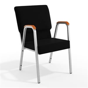 Flash Furniture Hercules 21&quot Stackable Fabric Church Chair in Black/Silver Vein