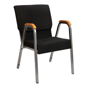 Flash Furniture Hercules 21&quot Stackable Fabric Church Chair in Black/Silver Vein