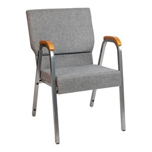 Flash Furniture Hercules 21&quot Stackable Fabric Church Chair in Gray/Silver Vein