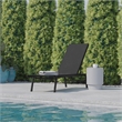 Flash Furniture Brazos Adjustable Metal Chaise Lounge Chair with Arms in Black