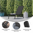 Flash Furniture Brazos Adjustable Metal Chaise Lounge Chair with Arms in Black