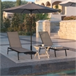 Flash Furniture Brazos Metal Chaise Lounge Chair with Arms in Black/Brown