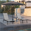 Flash Furniture Brazos Metal Chaise Lounge Chair with Arms in Black/Gray