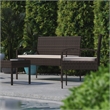 Flash Furniture Aransas 4-Piece Plastic Patio Set with Cushion in Brown/Beige