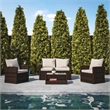 Flash Furniture Aransas 4-Piece Plastic Patio Set in Brown/Beige