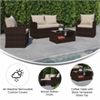 Flash Furniture Aransas 4-Piece Plastic Patio Set in Brown/Beige