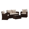 Flash Furniture Aransas 4-Piece Plastic Patio Set in Brown/Beige