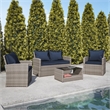 Flash Furniture Aransas 4-Piece Plastic Patio Set in Light Gray/Navy
