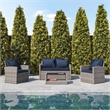 Flash Furniture Aransas 4-Piece Plastic Patio Set in Light Gray/Navy