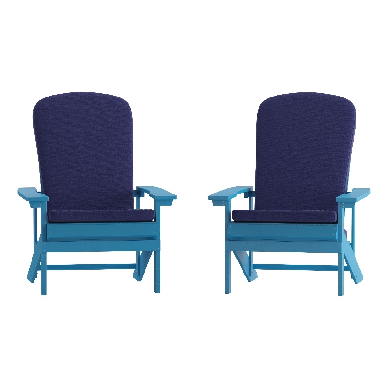 Flash Furniture Charlestown Fabric Adirondack Chairs in Blue (Set of 2)